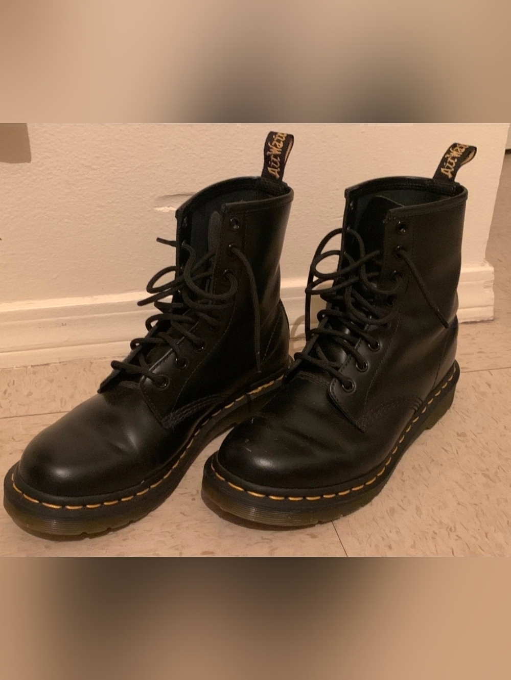 Dr Martens Black leather 8 eye combat boots Size 8